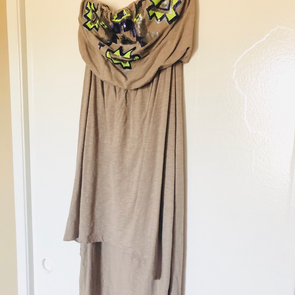 Strapless Dress with Sequin Pattern